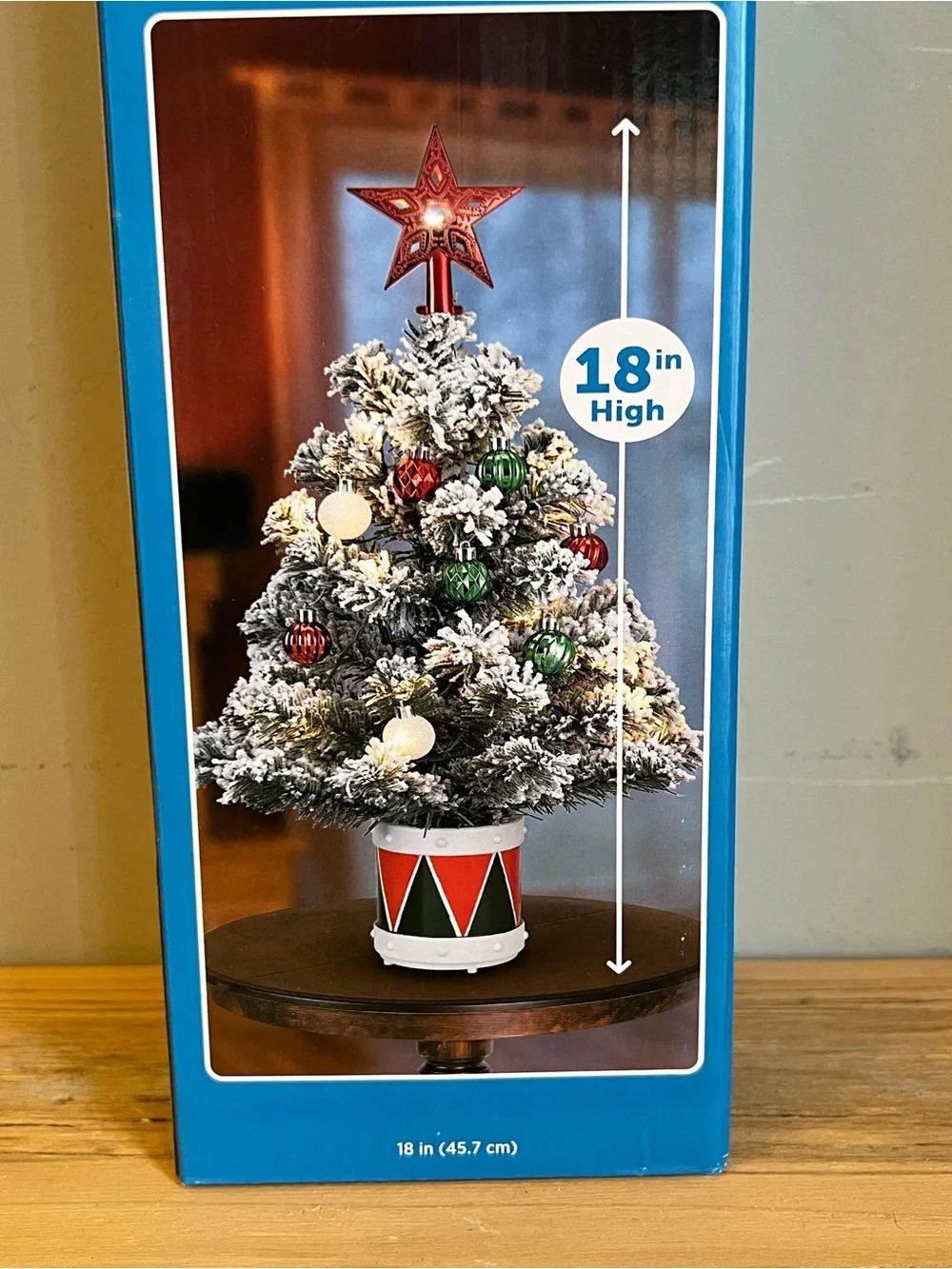 NIB 18” Novelty Tabletop Christmas Tree On Ornament Base With Star Topper